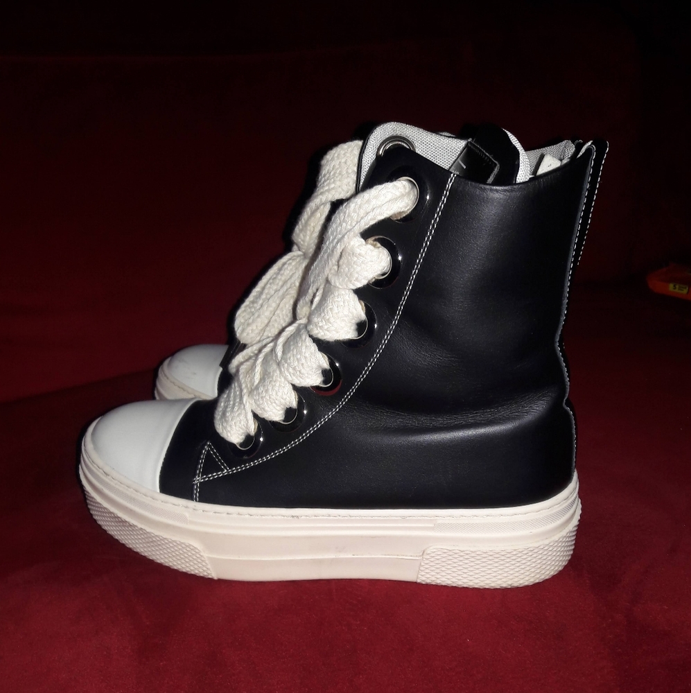 Black and White High-Top Sneakers